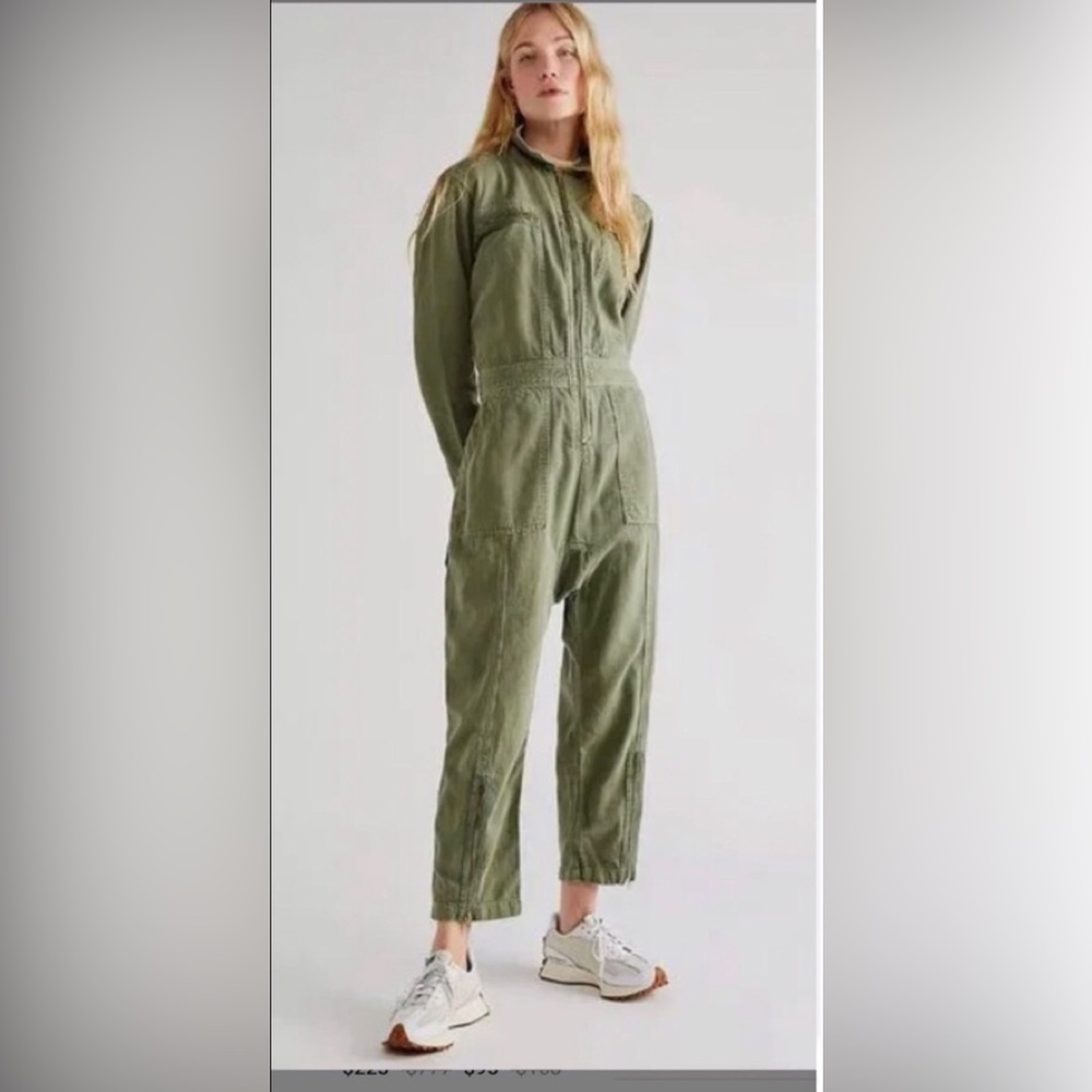 Free People X SANDRINE ROSE Zip California Embroidered Denim Jumpsuit Utility -